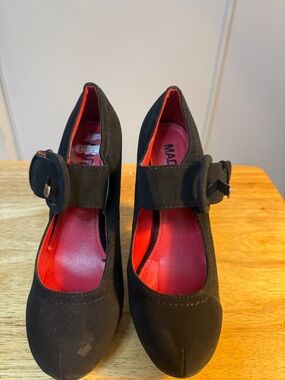Madeline Black Mary Jane Pumps with Red Insole
